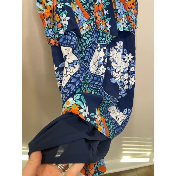 Maeve Anthropologie Womens Tisana Blue Floral Print Sleeveless Dress Sz 10 - Picture 5 of 10